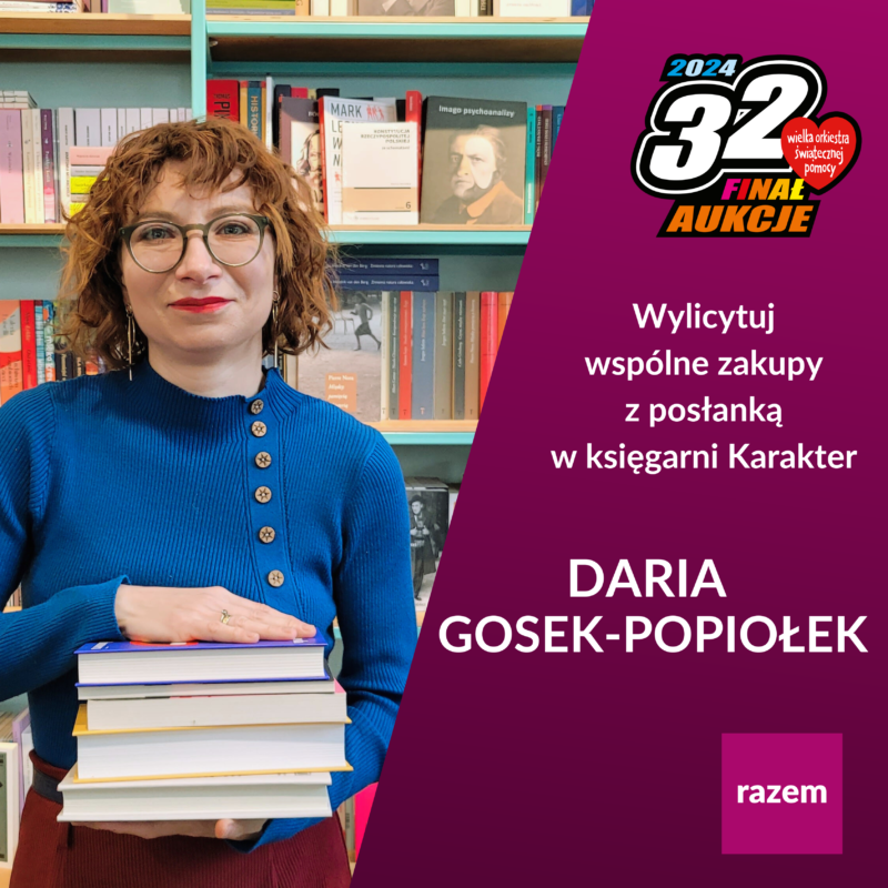 Daria Gosek-Popiołek dla WOŚP: zakupy w Karakterze i pakiet 10 książek