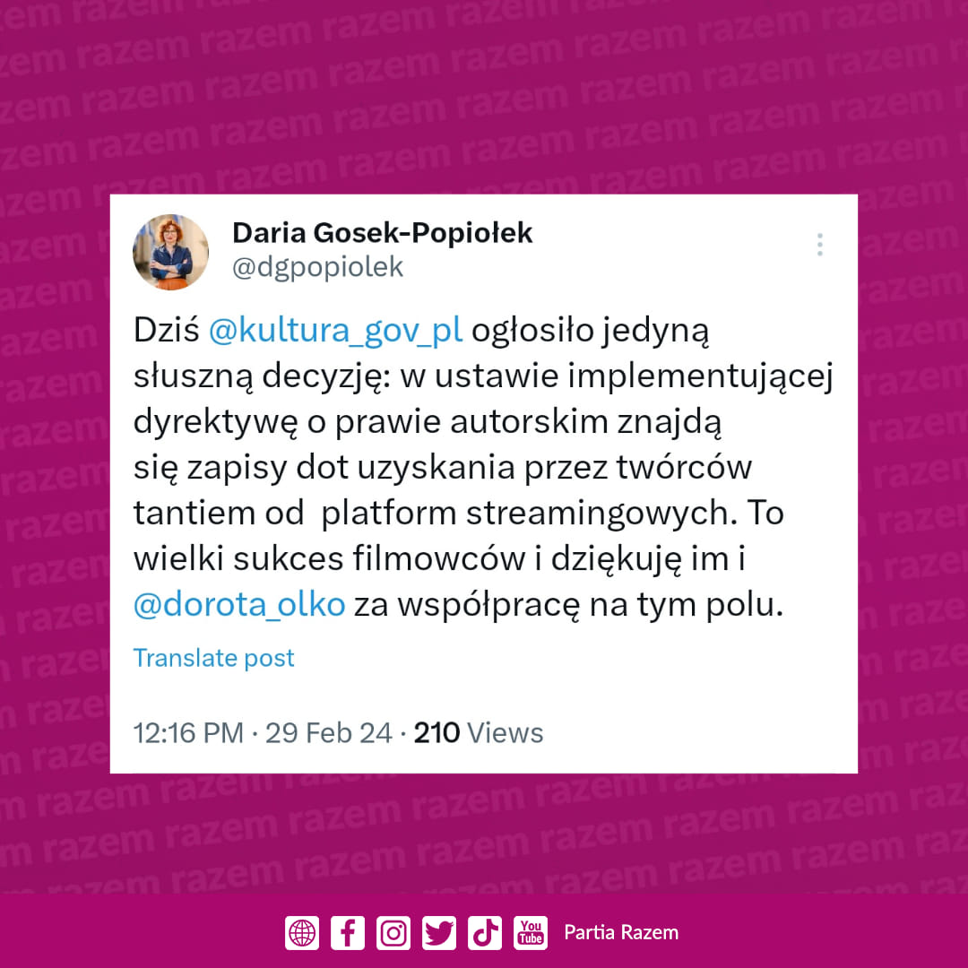 Daria Gosek-Popiołek o tantiemach z internetu