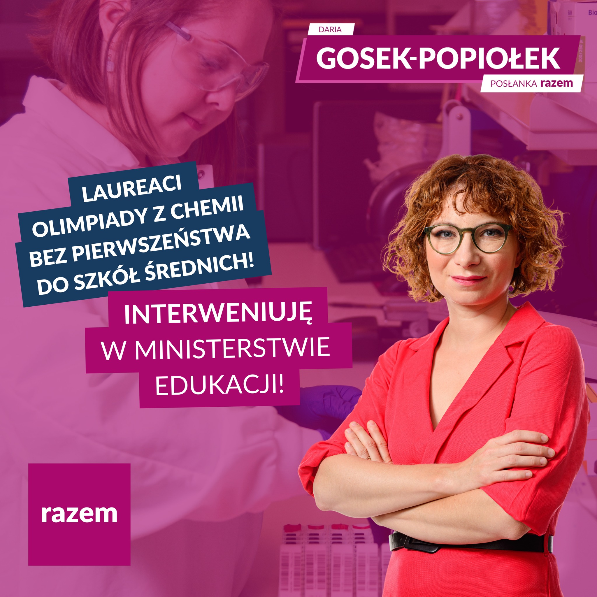 Daria Gosek-Popiołek interweniuje ws. laureatów olimpiady z chemii